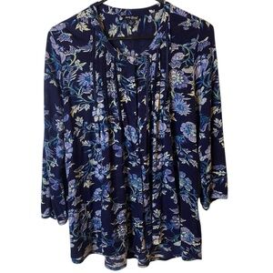 Lucky Brand Navy Floral Blouse
